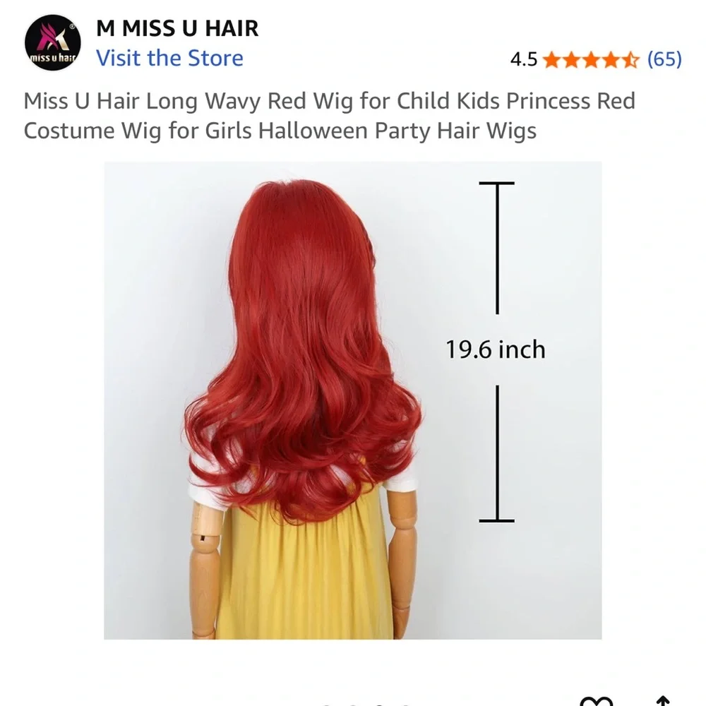 Red Princess Costume Wig for Kids - Picture 2 of 3